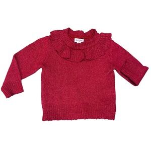 Cat & Jack Red Ruffle Neck Sweater Girls 3T